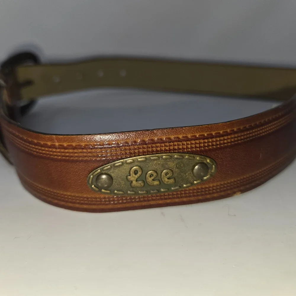 Vintage Lee Jeans Leather Boy's Belt Pair Black Brown 28 Inch Slide Buckle
